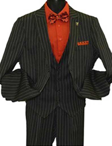Men’s Dress Suits - Black stripe 3-piece suit